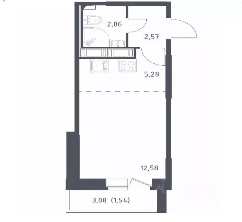 Студия Санкт-Петербург ул. Гудиловская, 9 (23.0 м) - Фото 1