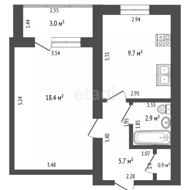1-к кв. Башкортостан, Стерлитамак Коммунистическая ул., 73 (38.0 м) - Фото 1