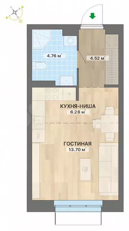 Квартира-студия, 29,3 м, 3/25 эт. - Фото 0