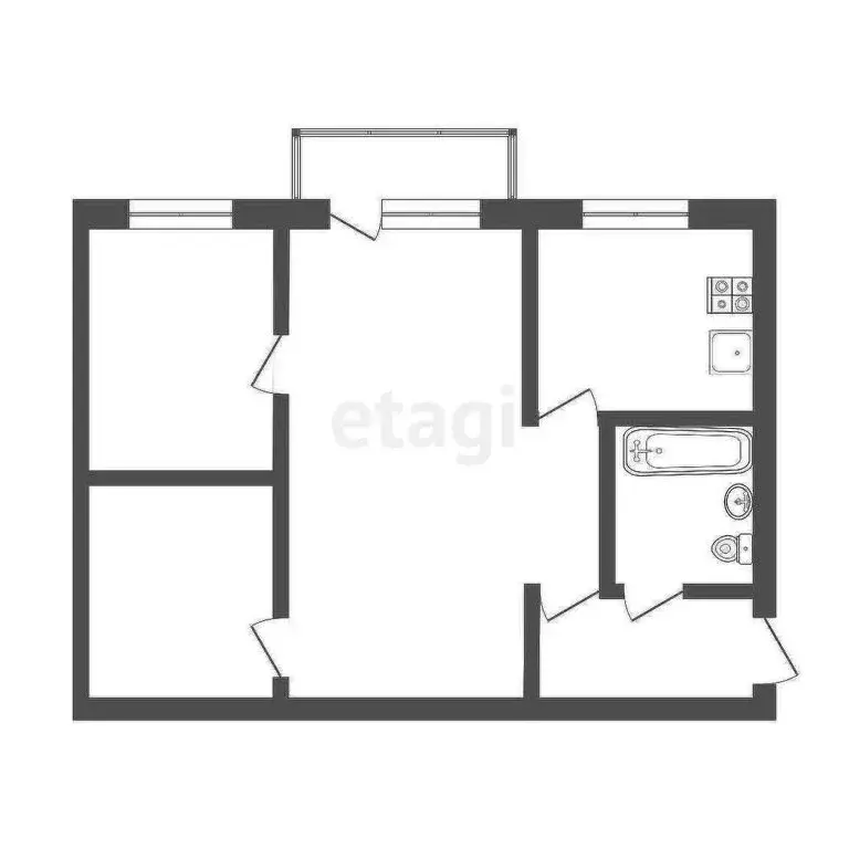 2-комнатная квартира: Узловая, улица Энгельса, 3 (45.8 м) - Фото 0