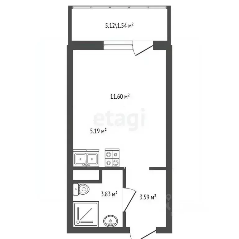 Студия Санкт-Петербург пос. Шушары, просп. Новгородский, 2к3 (25.3 м) - Фото 2