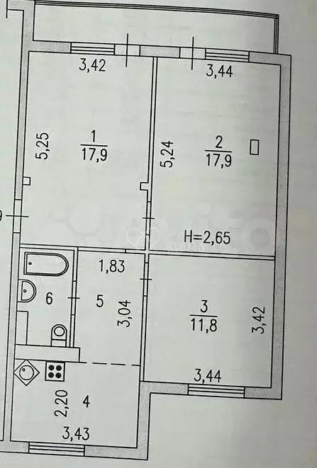 3-к. квартира, 64 м, 14/16 эт. - Фото 0