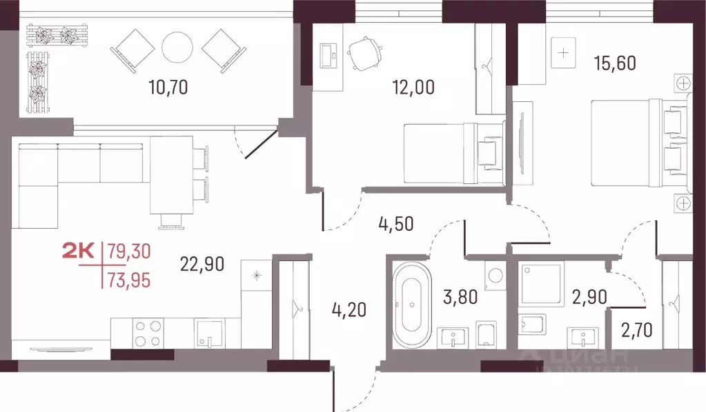 2-к кв. Свердловская область, Екатеринбург ул. Академика Вавилова, 9 ... - Фото 1
