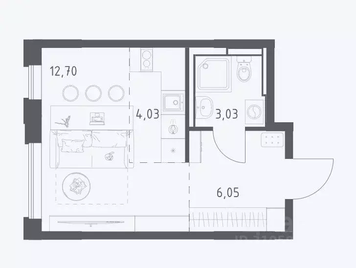 Студия Московская область, Домодедово городской округ, с. Ям ул. ... - Фото 2