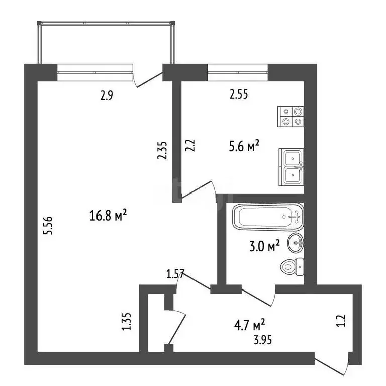 1-комнатная квартира: Якутск, улица Стадухина, 80 (30.6 м) - Фото 1