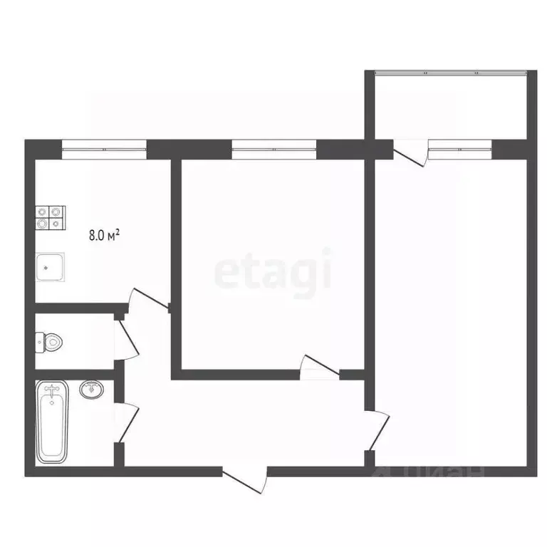 2-к кв. Тюменская область, Тюменский муниципальный округ, Винзили рп ... - Фото 2