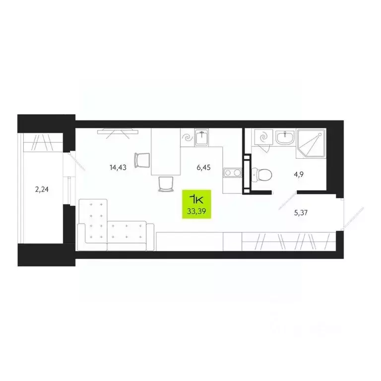 1-к кв. Томская область, Томск Уютный жилой квартал, ул. Маяковского, ... - Фото 1