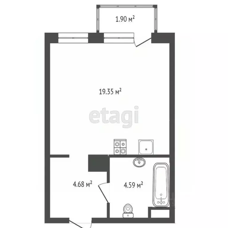 Студия Ростовская область, Ростов-на-Дону ул. Нансена, 109/5 (27.0 м) - Фото 1