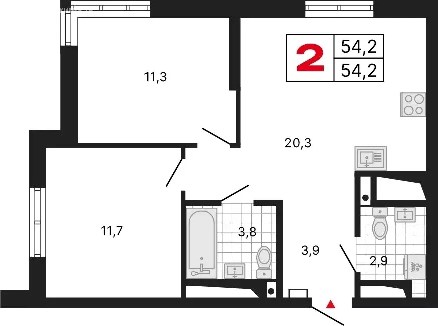 2-комнатная квартира: Екатеринбург, улица Шаумяна, 11 (54.24 м) - Фото 1