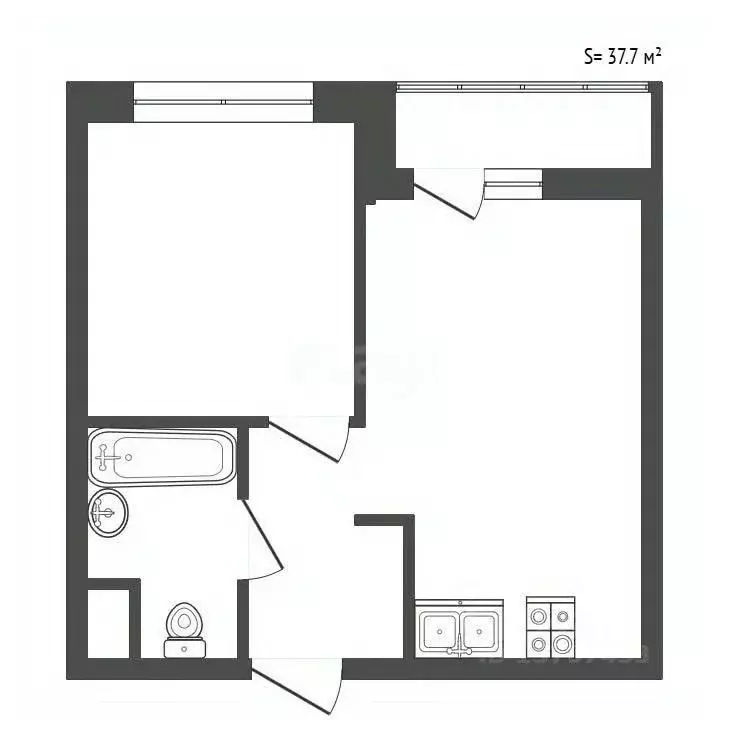 1-к кв. Санкт-Петербург ул. Вадима Шефнера, 4 (37.7 м) - Фото 2