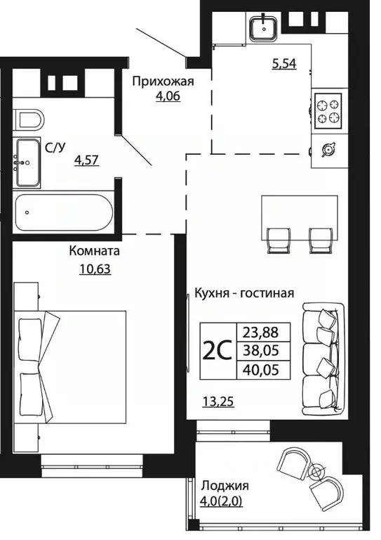 2-к кв. Ростовская область, Ростов-на-Дону ул. Текучева, 370/2 (39.63 ... - Фото 0