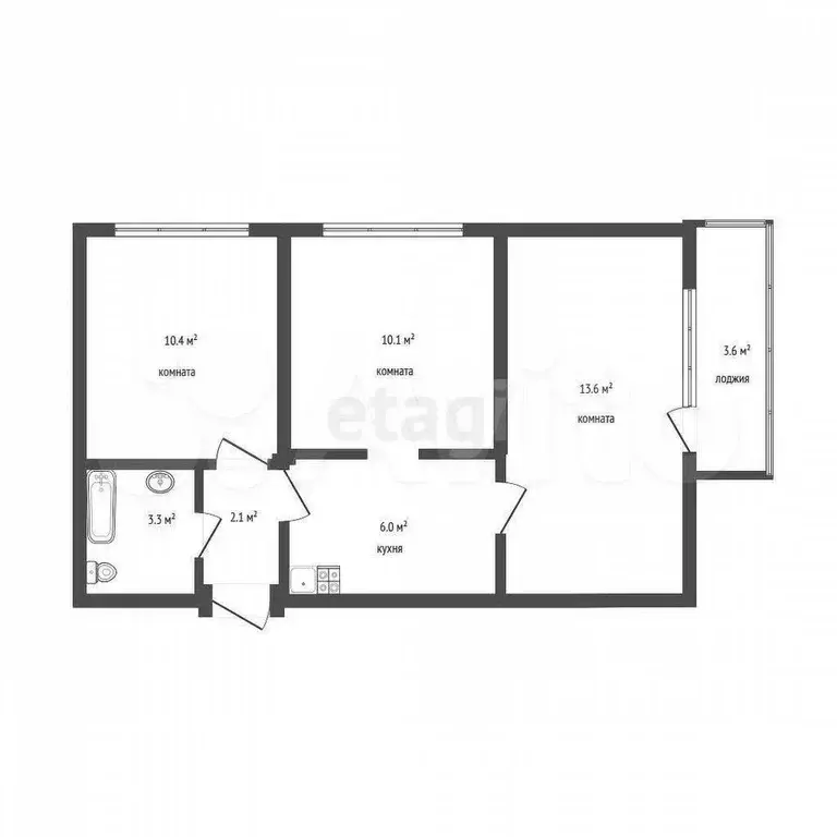 3-к. квартира, 48 м, 6/9 эт. - Фото 0