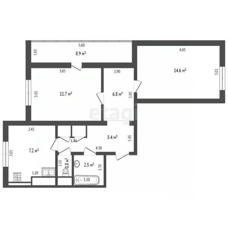 2-к кв. Московская область, Дмитров Внуковская ул., 35 (49.0 м) - Фото 2