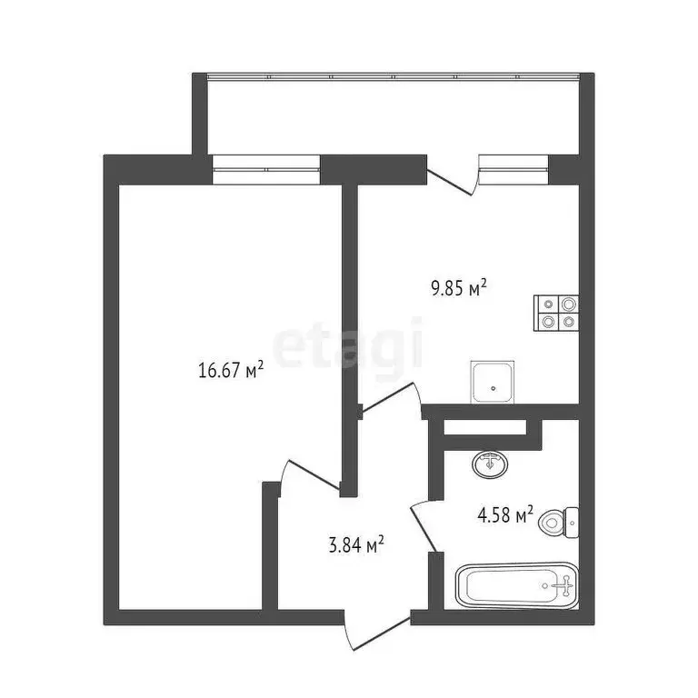 1-комнатная квартира: Дударева, улица Сергея Джанбровского, 1 (35 м) - Фото 1