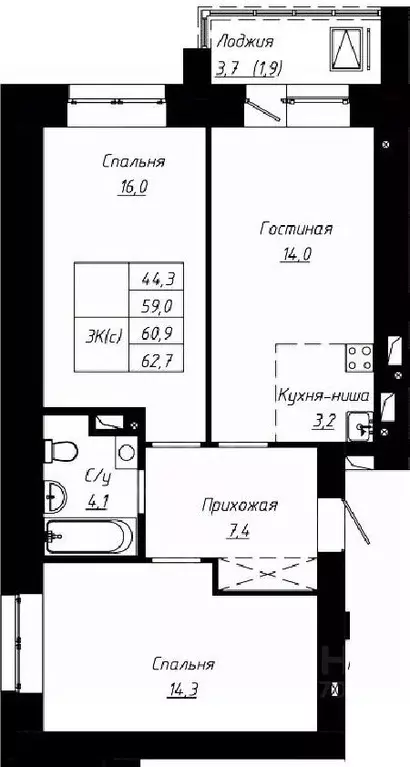 3-к кв. Алтайский край, Барнаул ул. Чернышевского, 189к1 (60.9 м) - Фото 0