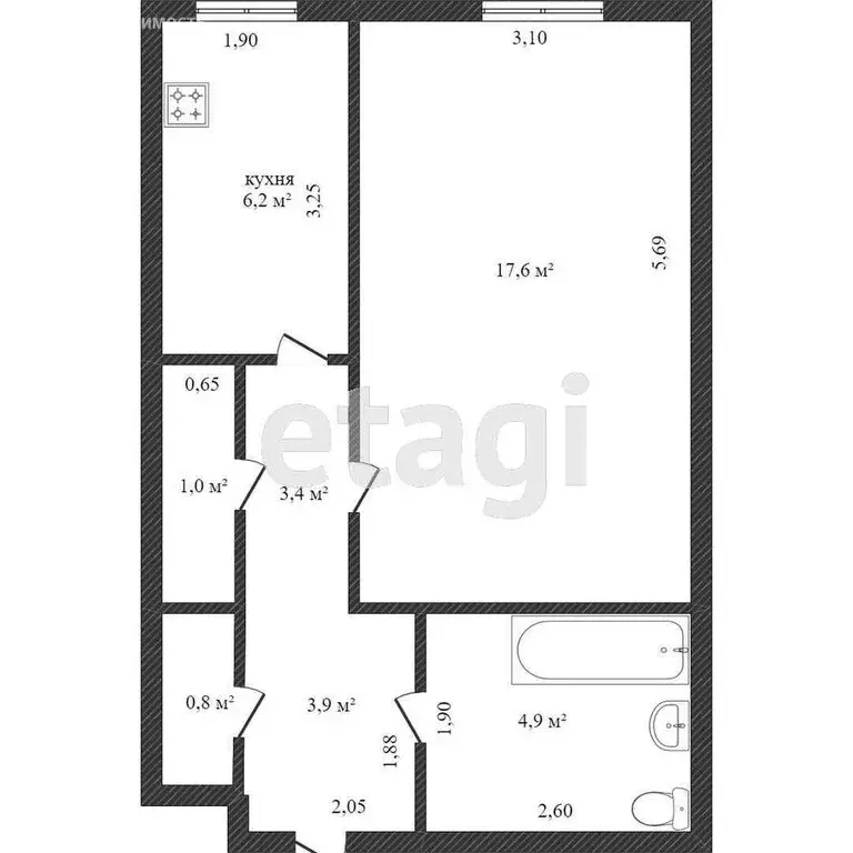 1-комнатная квартира: Ишим, Комсомольская улица, 26 (38.6 м) - Фото 0