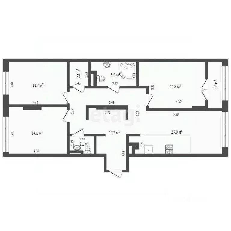 3-к кв. Тюменская область, Тюмень ул. 50 лет Октября, 57Бк2 (93.0 м) - Фото 2