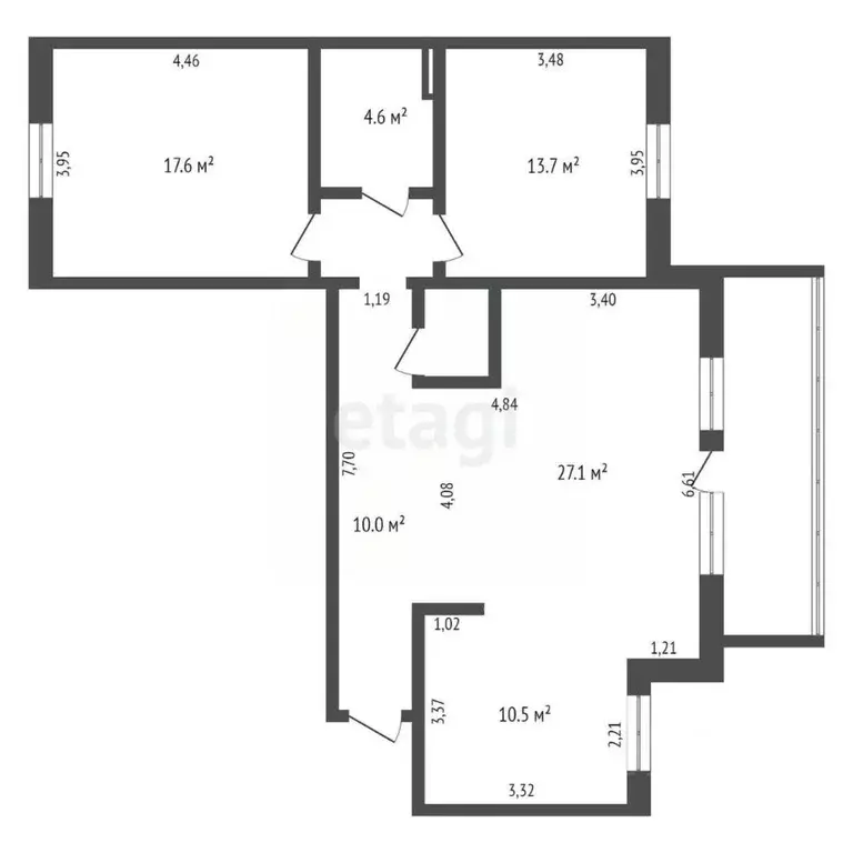 3-к кв. Кемеровская область, Кемерово ул. Дружбы, 33 (88.7 м) - Фото 1