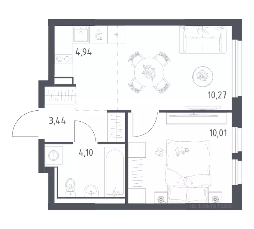 1-к кв. Московская область, Ленинский городской округ, Мисайлово пгт, ... - Фото 1