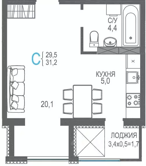 Студия Крым, Евпатория просп. Ленина, 66Б (33.0 м) - Фото 0