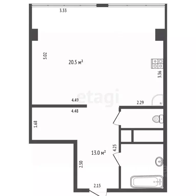 Студия Москва Ленинградский просп., 76К1 (54.1 м) - Фото 2