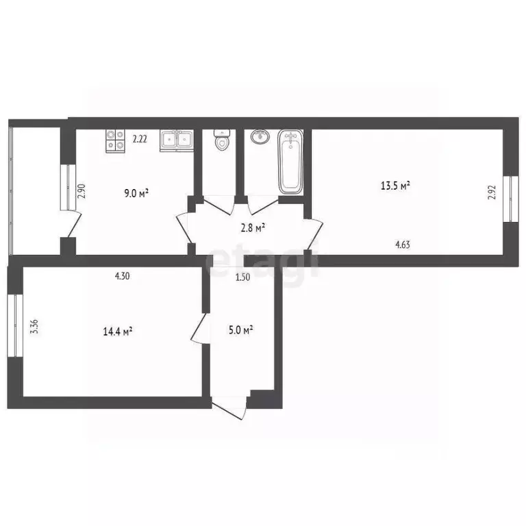 2-к кв. Орловская область, Орел Ливенская ул., 30 (48.1 м) - Фото 1