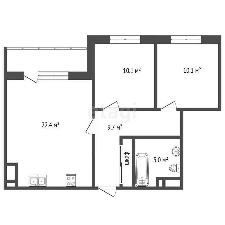 2-комнатная квартира: Тобольск, 15-й микрорайон, 25А (62.54 м) - Фото 1