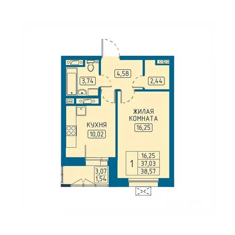 1-к кв. Красноярский край, Красноярск Свободный просп. (38.57 м) - Фото 1