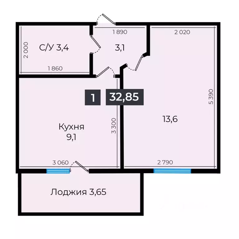 1-к кв. Ставропольский край, Ставрополь ул. Южный обход, 53В (32.85 м) - Фото 1