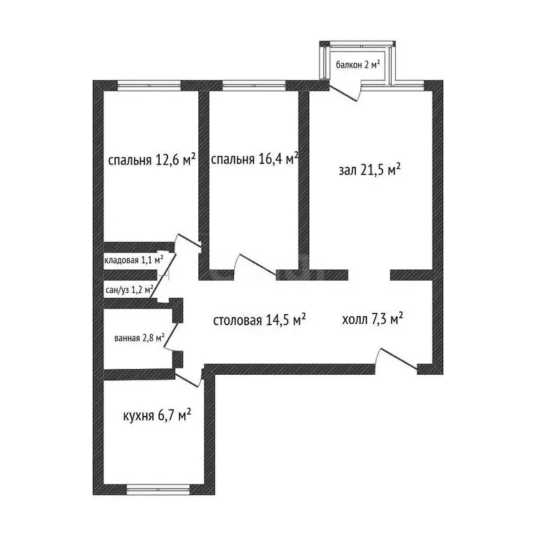 3-комнатная квартира: Майкоп, Краснооктябрьская улица, 63 (84.1 м) - Фото 1