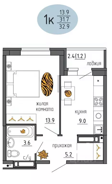 1-к кв. Пермский край, Пермь Ижевская ул., 38 (32.9 м) - Фото 1