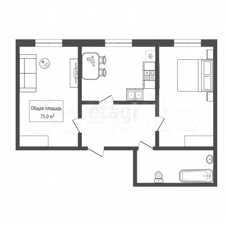 3-к. квартира, 75 м, 5/5 эт. - Фото 0