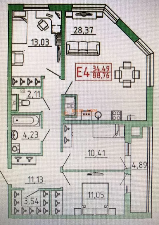 4-к кв. Тульская область, Тула ул. Карпова, 98к3 (85.5 м) - Фото 2