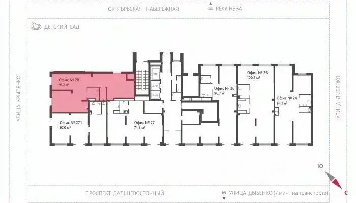 Помещение свободного назначения в Санкт-Петербург Октябрьская наб., ... - Фото 1