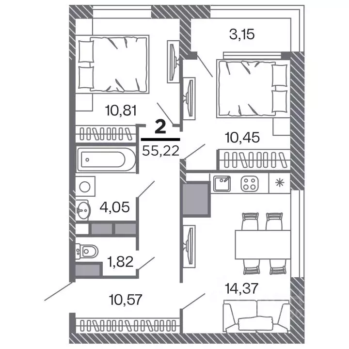 2-к кв. Рязанская область, Рязань Петра и Февронии жилой комплекс ... - Фото 0
