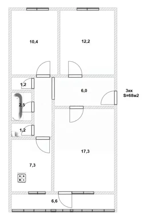 3-к кв. Калининградская область, Калининград ул. Каштановая Аллея, 176 ... - Фото 2