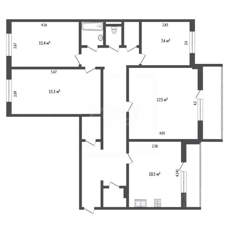 4-к кв. Ямало-Ненецкий АО, Ноябрьск Советская ул., 107 (100.0 м) - Фото 2