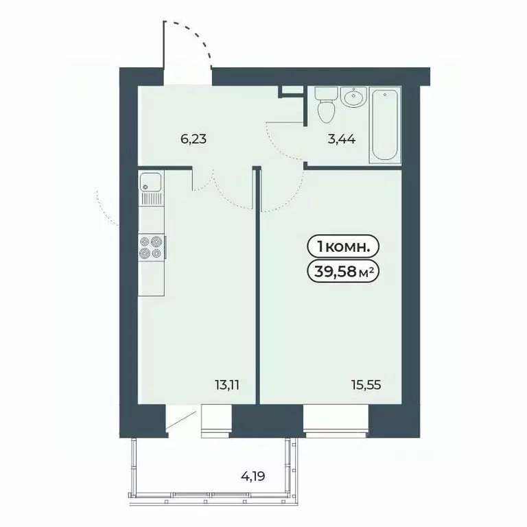1-к кв. Красноярский край, Красноярск ул. Светлова, 25/1 (39.58 м) - Фото 1