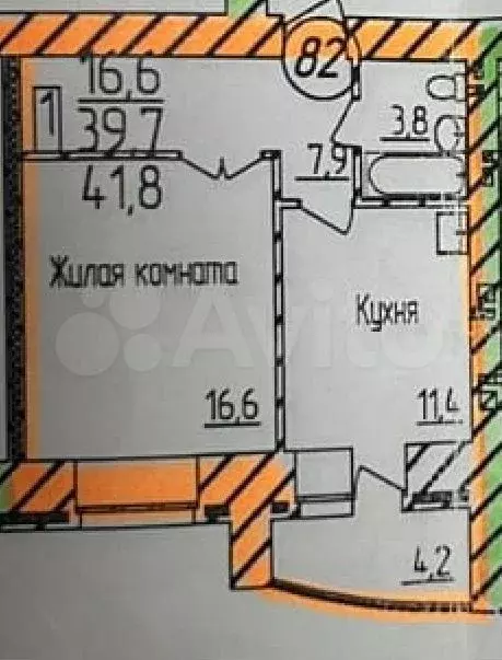 1-к. квартира, 41,8 м, 11/15 эт. - Фото 0