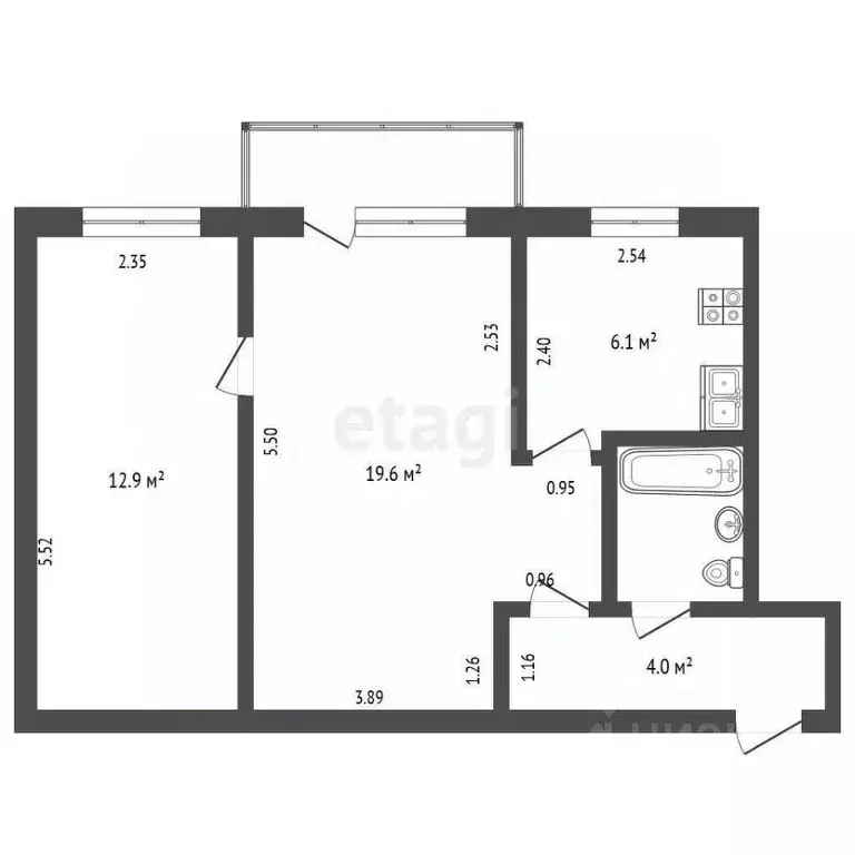 2-к кв. Калужская область, Калуга Московская ул., 331 (46.0 м) - Фото 0