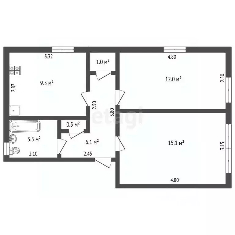 2-к кв. Архангельская область, Котлас ул. Салтыкова-Щедрина, 13 (48.0 ... - Фото 2