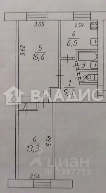 2-к кв. Вологодская область, Вологда ул. Чернышевского, 99 (46.0 м) - Фото 1