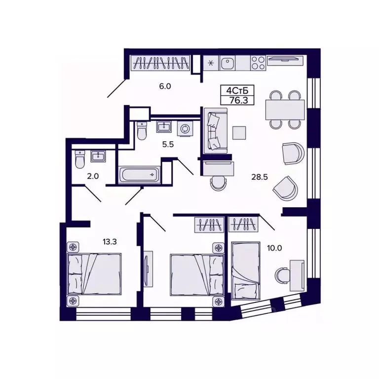 4-к кв. Хабаровский край, Хабаровск ул. Карла Маркса, 96/1 (76.37 м) - Фото 1