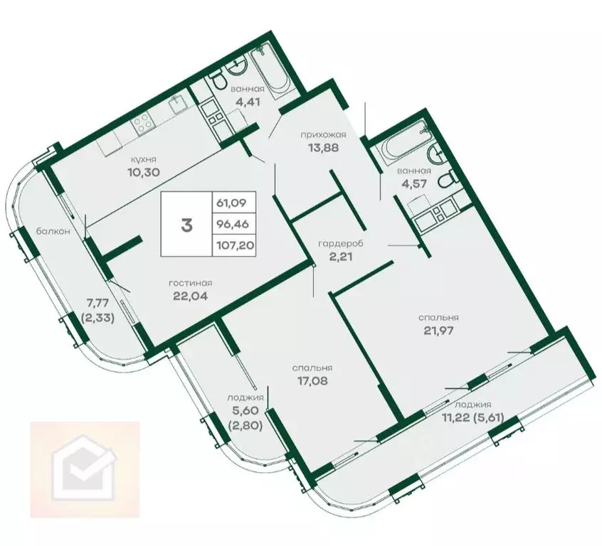 3-к кв. Крым, Симферополь ул. 51-й Армии, 111 (107.2 м) - Фото 1