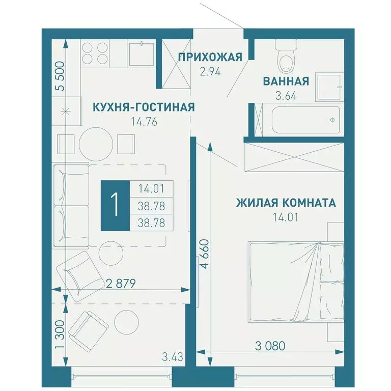 1-комнатная квартира: муниципальное образование Краснодар, посёлок ... - Фото 0