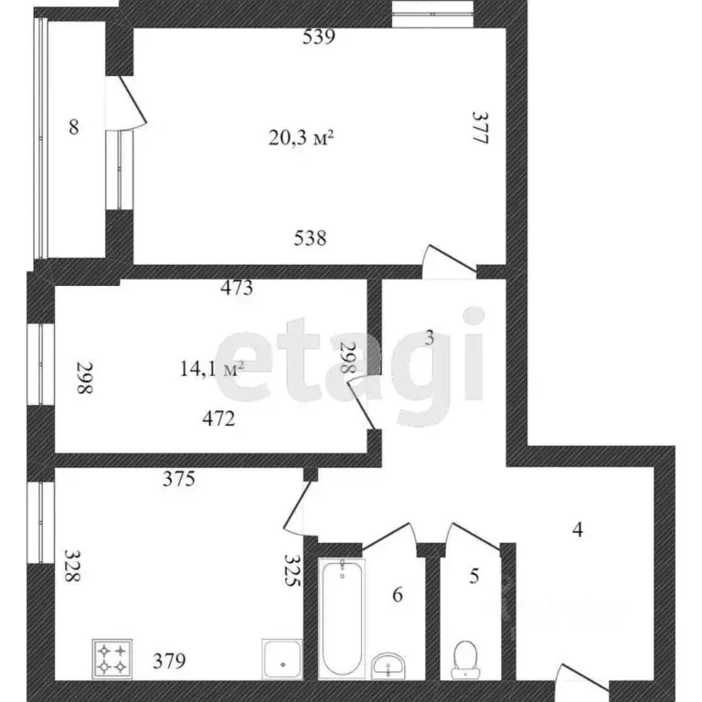 2-к кв. Белгородская область, Белгород ул. Щорса, 51 (69.7 м) - Фото 1