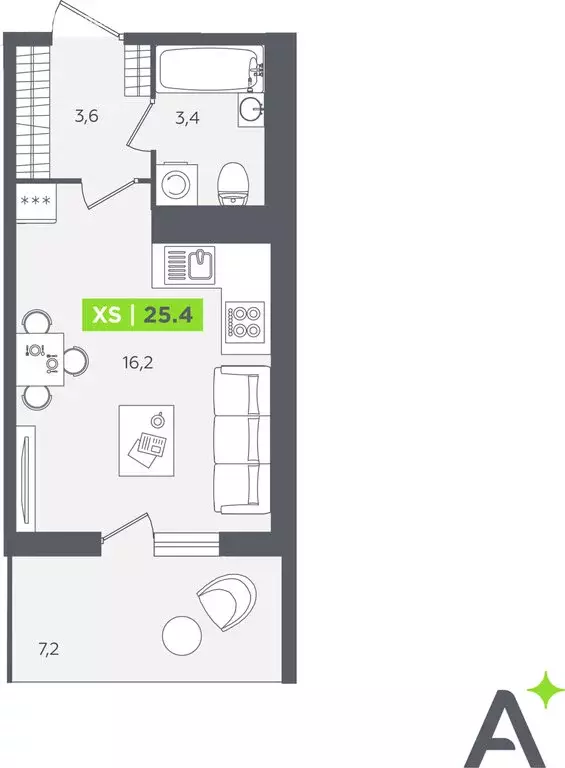 Квартира-студия: Кудрово, Солнечная улица, 10к2 (25.4 м) - Фото 1