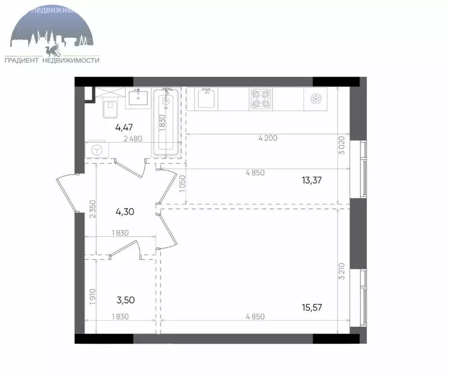 1-комнатная квартира: Казань, улица Родины, 20 (42 м) - Фото 0