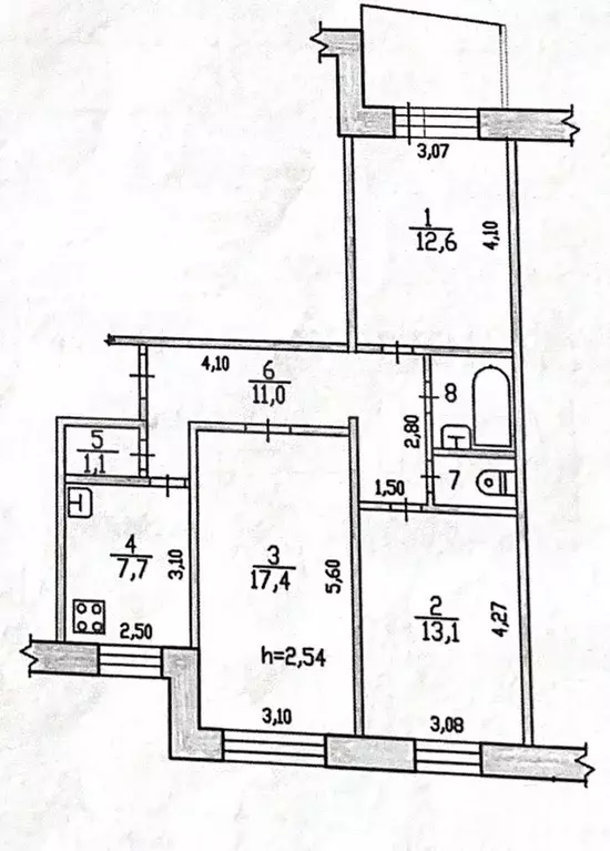 3-к. квартира, 69,4 м, 3/10 эт. - Фото 0