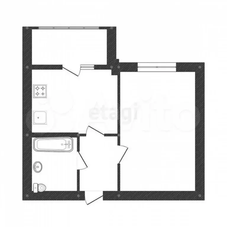 1-к. квартира, 26,7 м, 1/9 эт. - Фото 0